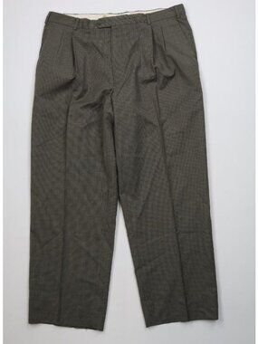 Vintage 90s Streetwear Mens 38x30 Wool Knit Pleated Wide Leg Chino Pants Green